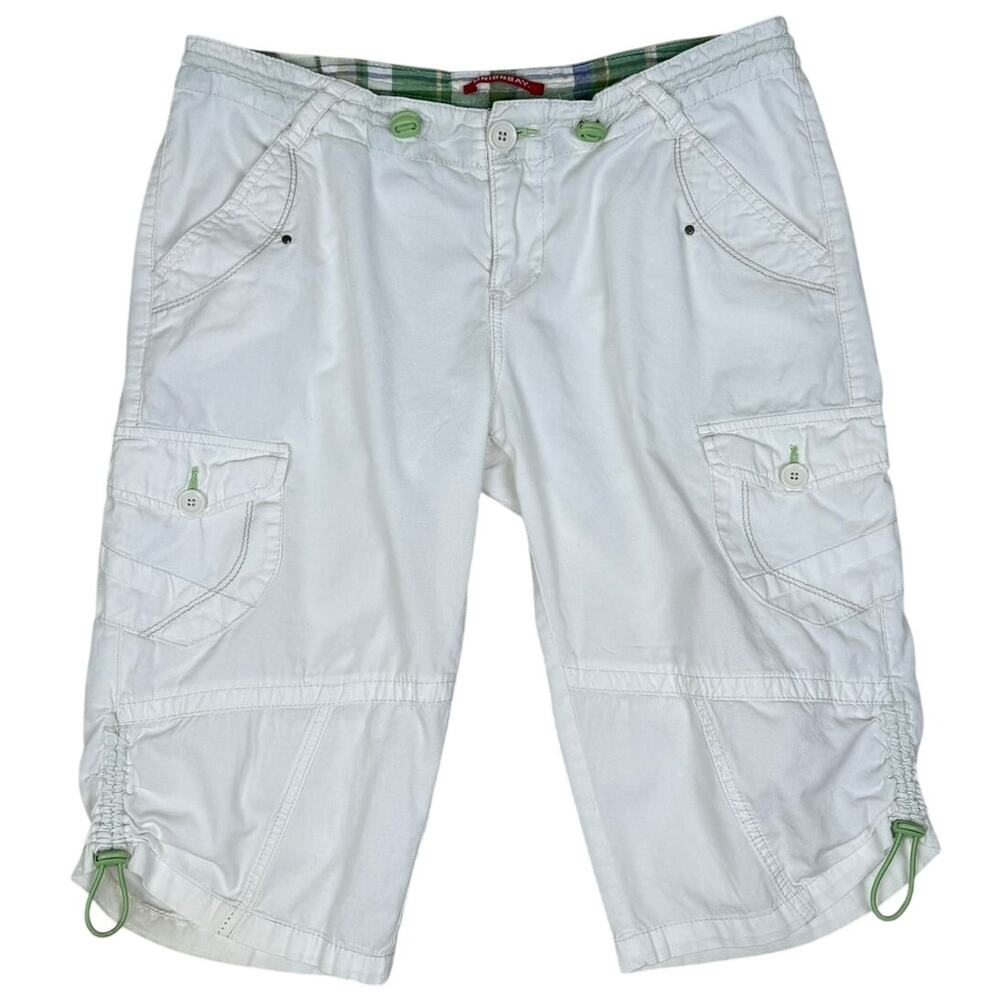 Union Bay Y2K Cargo Bermuda Shorts White Low Rise Cotton Capri Pants